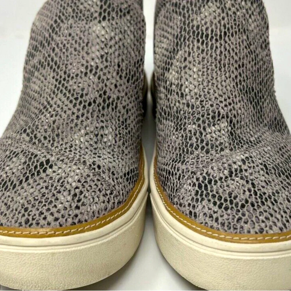 Toms Suede Paxton Snakeskin Ankle Booties Black Tan Size 8.5